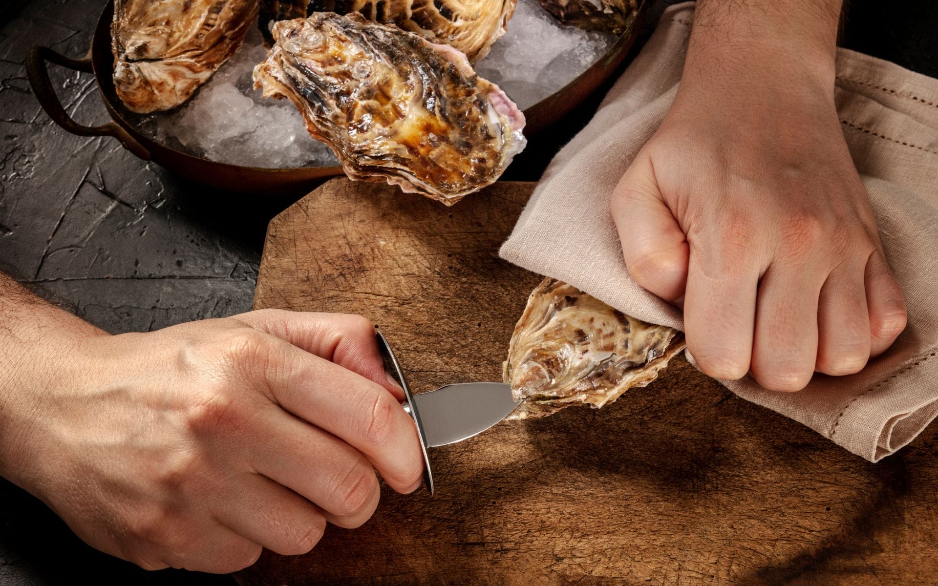 oysters in woodbine are shucked fresh